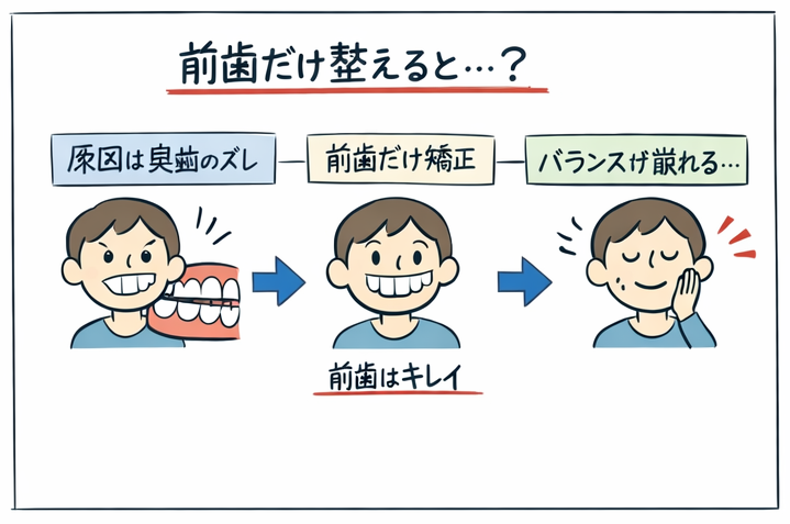 前歯を整えてバランスが良くなった様子